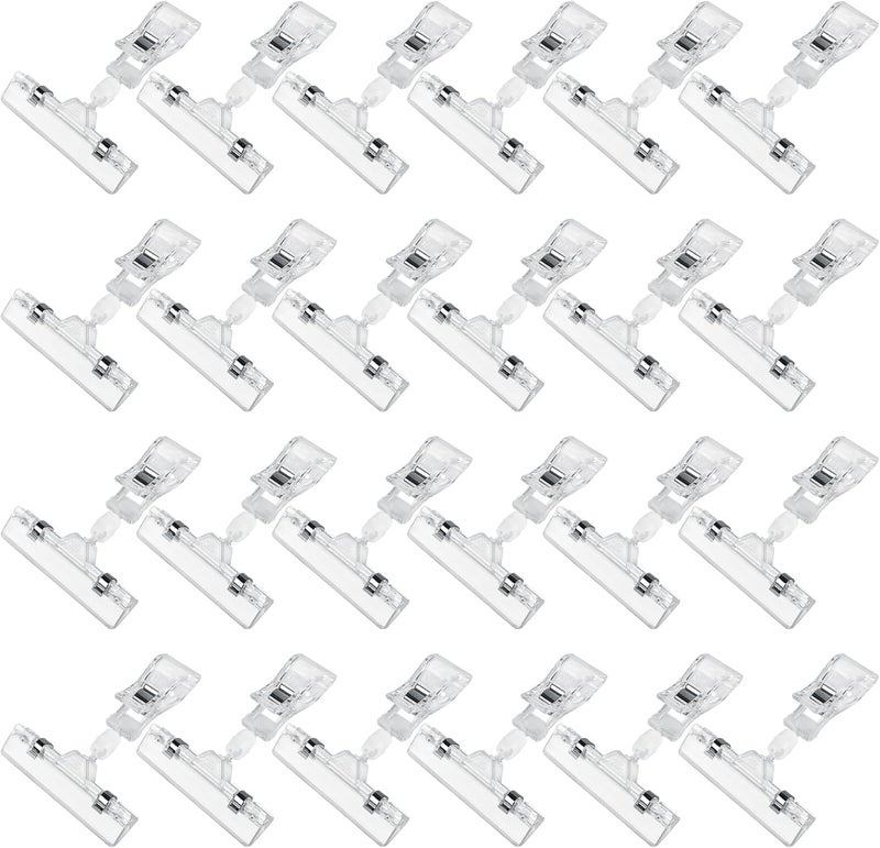 Inchoco Clear Sign Clips on Merchandise Display 24 Pack Plastic Label Pop Clips on Sign Holder Shelf Double Sided Swivel Price Tag Clips on Clothing Rack Signs Rotatable Menu Clips for Sale Retail Display - Image 1